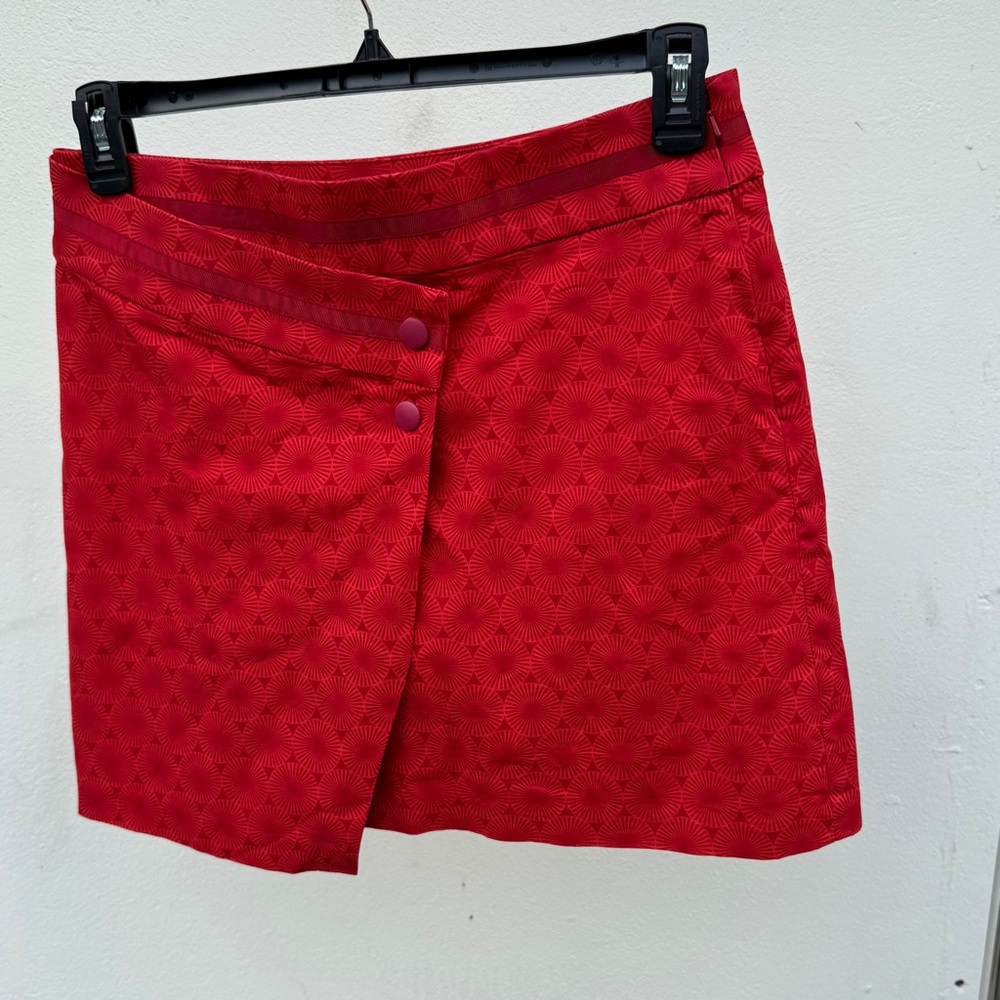 Oxford Golf Orange & Red Geometric Print Mini Skirt Size 6